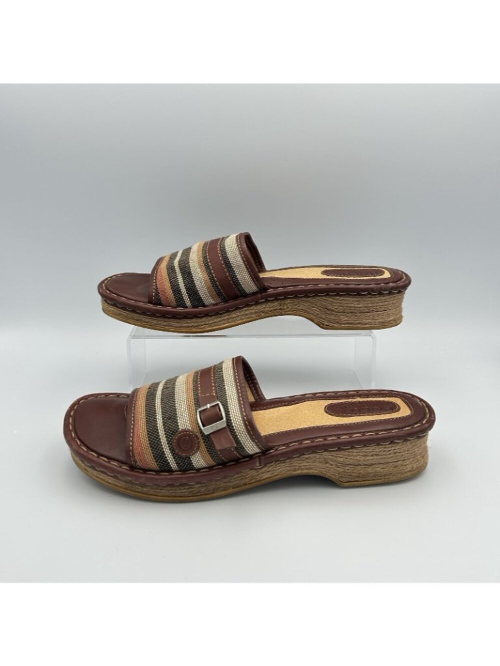 Born Drilles Women’s Size 9 US Brown Leather Espadrilles Slip On Sandals W8905 - Picture 8 of 14